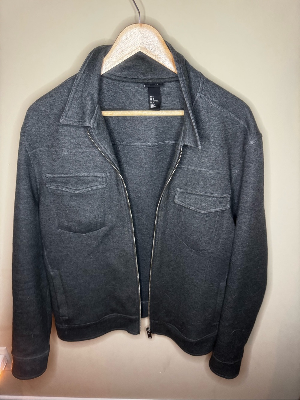 H&M Men's Charcoal Gray Zip-Up Sweater Jacket